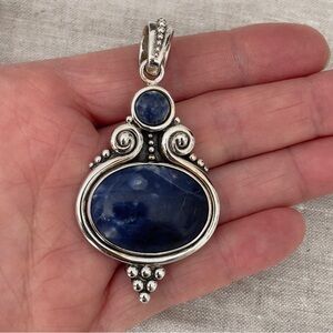 Mexico ATI Sterling Silver 925 Lapis Pendant Large Bale